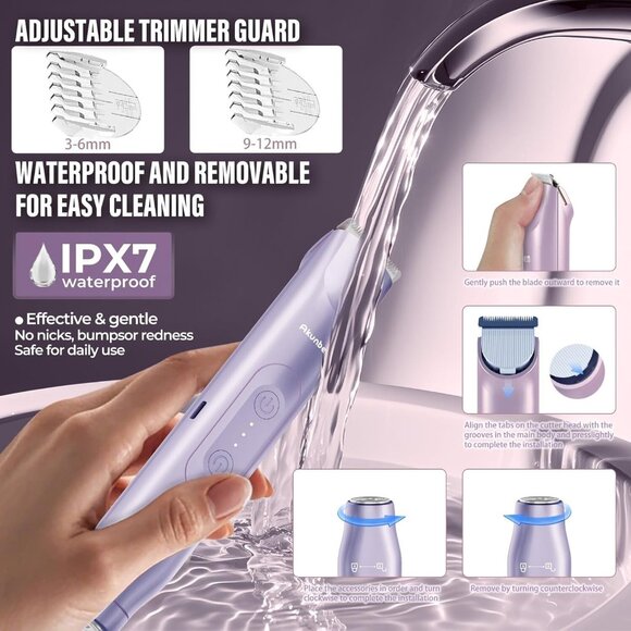 2 in 1 Women Electric Shaver Dual Head Bikini Trimmer for Women IPX7 Facial Hair - Picture 6 of 7